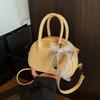 PU Leather Bowling Shoulder Bag Sweet Pillow Handbag Elegant Boston Crossbody Bag  Girls/Female
