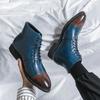 Men’s High Boots Wingtip Dress Formal Leather Boots Colorant Match Tuxedo Wedding Blazers Saddle  Shoes Large Size