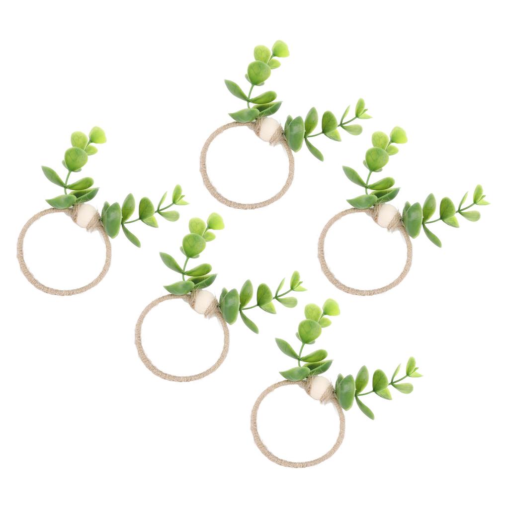 10pcs Plant Rope Wood Bead Napkin Rings Simulation Miniature Napkin Rings Holder for Doll House and