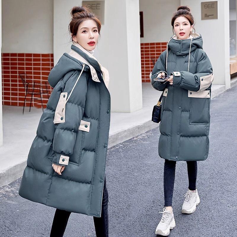 Mid-length Knee-length Down Cotton-padded Jacket, Winter Women's Fashionable Cotton-padded Jacket