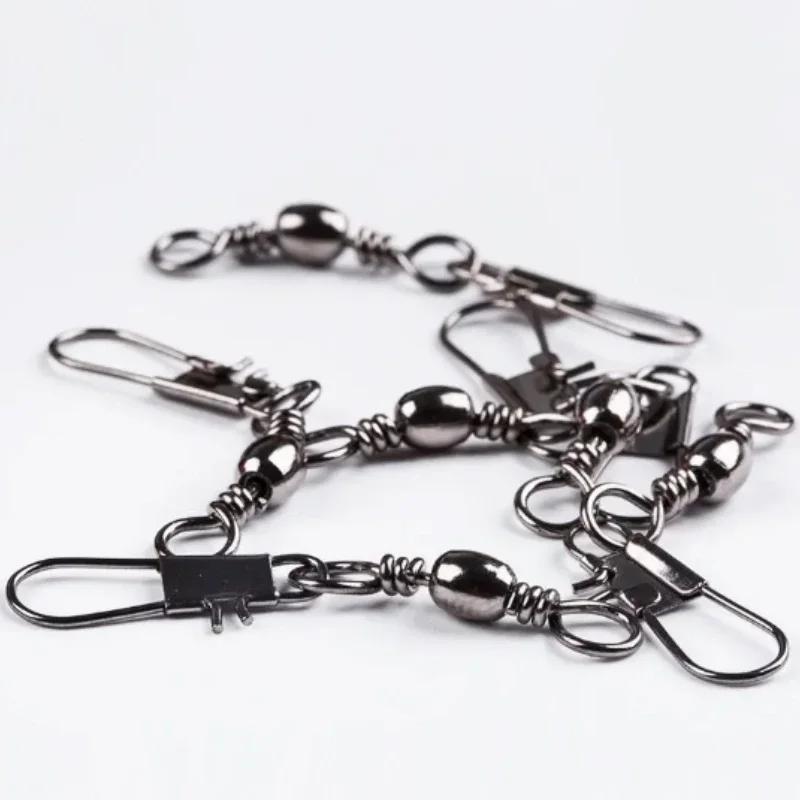Fishing Tackle Accessories 4cm 100pcs Pack Swivels Fishing Connector Pin Bearing Rolling Swivel Snap Fastlock Clips Fishhook