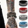 Eco-Friendly PU Leather Punk Bracelet with Black Rivets & Iron Chain Layers - European & American Fashion Style.