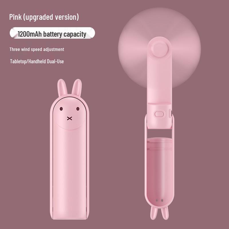 Mini Portable Foldable Desktop Fan - Cute Handheld USB Rechargeable for Students & Kids