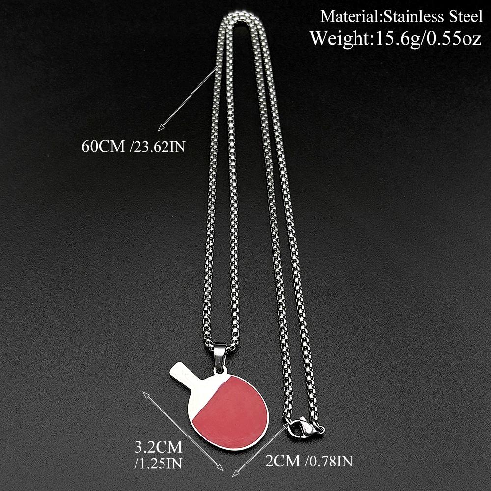 Table Tennis Racket Simple Male Chain For Women Men Stainless Steel Silver Color Sports Lover Party Daily Wear Jewelry Accessory