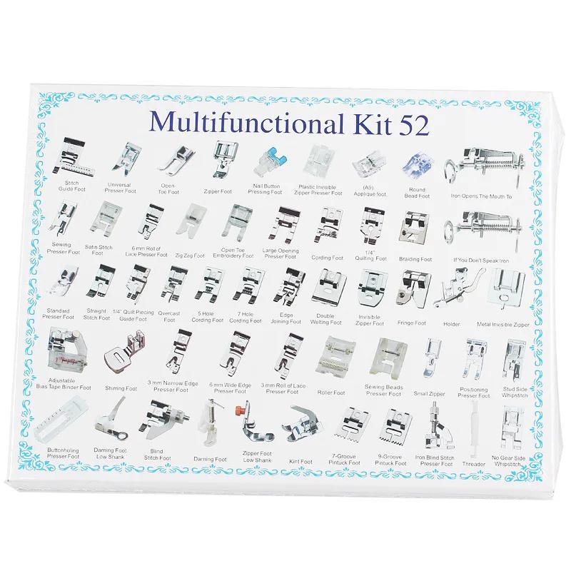 32-52pcs/Set Sewing Machine Presser Foot Press For Brother Singer Kit Braiding Blind Stitch OverLock Zipper Ruler Parts