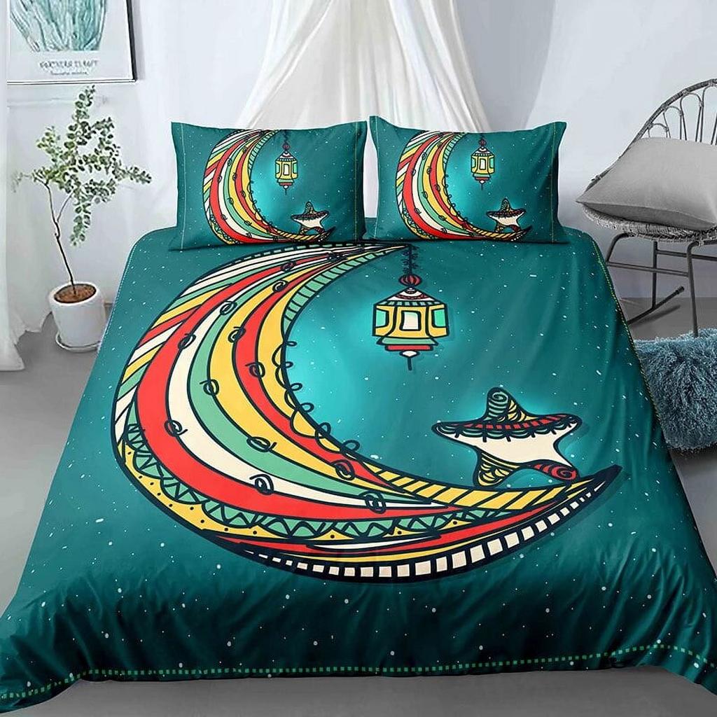 Cartoon Crescent Moon Bedding Set Duvet Cover Children Bedroom Quilt Cover Suitable Childrens Kids And AdultsComfortable Worm