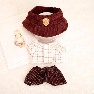 Hängende Puppenhut T-Shirt Hose Kostüm Ausrüstung für 15cm/17cm Plüsch Ausstellungsstück