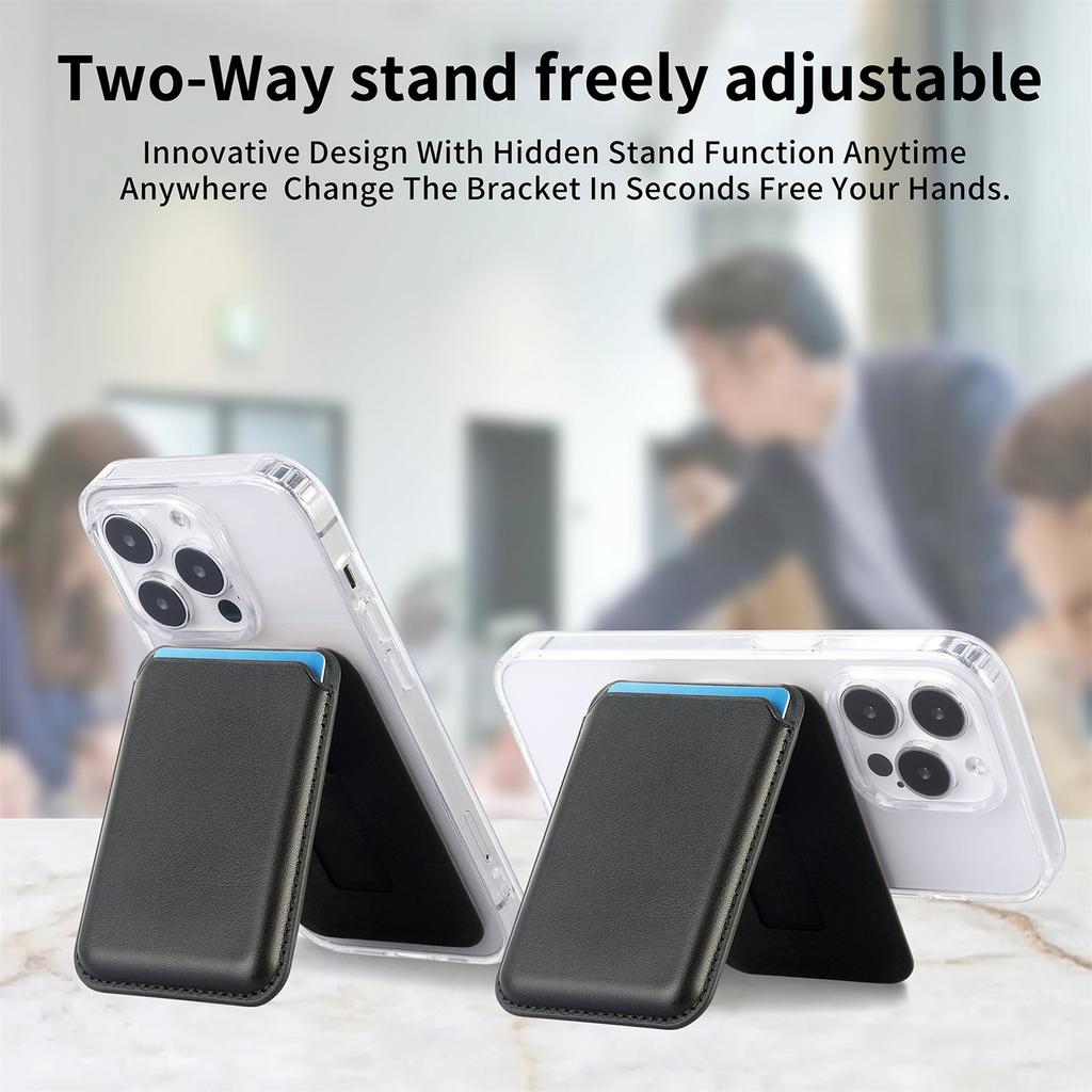 Phone Card Holder Suitable For Magsafe Magnetic Tape Adhesive Iron Ring Phone Case Universal PU Leather Wallet Bag