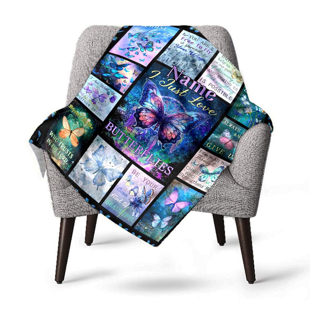 Butterfly Theme Home Customize Your Name Blankets Comfortable Soft Lightweight Allseason Multipurpose Blanket For Picnics Sofas Offices Beds Living