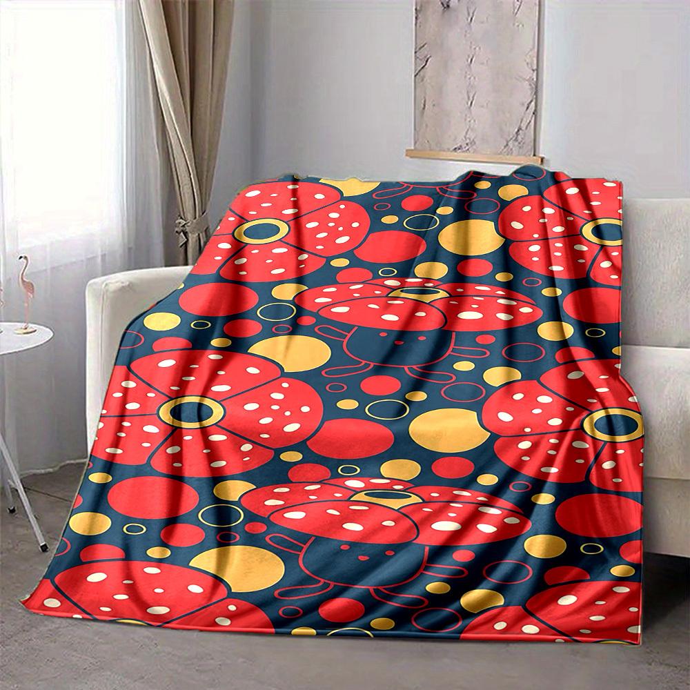 1pc Flower Dots Blanket, Lightweight Flannel Throw Blanket For Sofa, Bed, Travel, Camping, Living Room, Office, Couch, Chair, And Bed