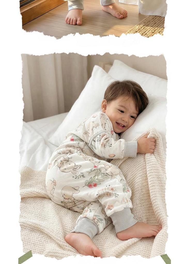 Bamboo Cotton Baby Sleeper: Split-Leg, Lightweight, Anti-Kick, All-Season Pajamas