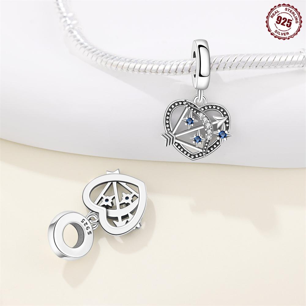 Copper Couple Gesture Heart Lock Key Combination Charms Beads Pendant For Original Bracelet Woman Girl Jewelry