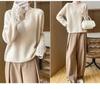 Women's 100% Pure Wool V-Neck Lace Long Sleeve Loose Sweater - Autumn/Winter 2025 Collection
