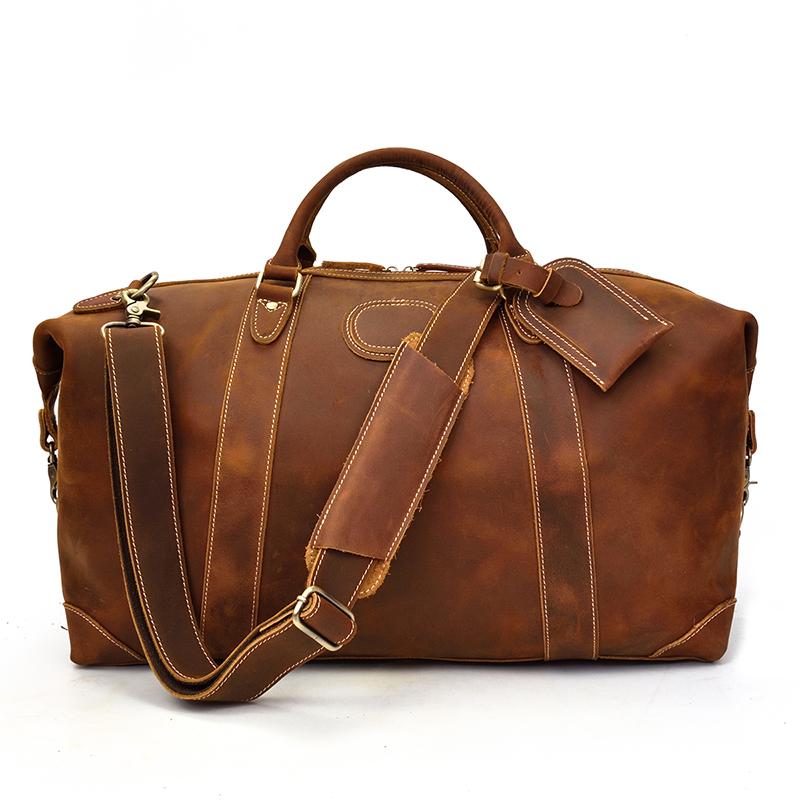 High Fashion Leather Travel Bag For Men Male Duffle Bag Large Capacity Weekender Bag 50cm Luggage Bag Business Carry On Handbag