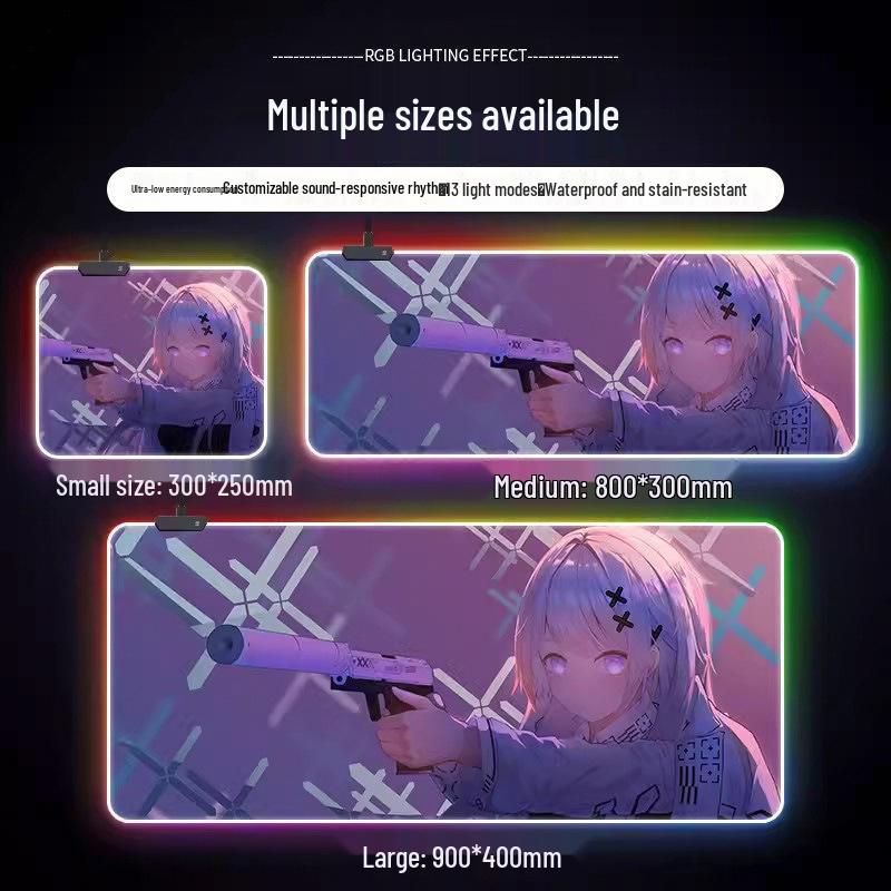 RGB Glowing Cartoon Gaming Mouse Pad - Thick, Non-Slip LED Desk Mat