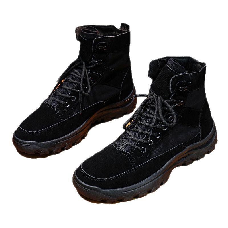 2025 New Martin Boots Hiking Shoes High-top Trend Platform Casual Sports Men's Versatile Solid Color Lace-up Shoes