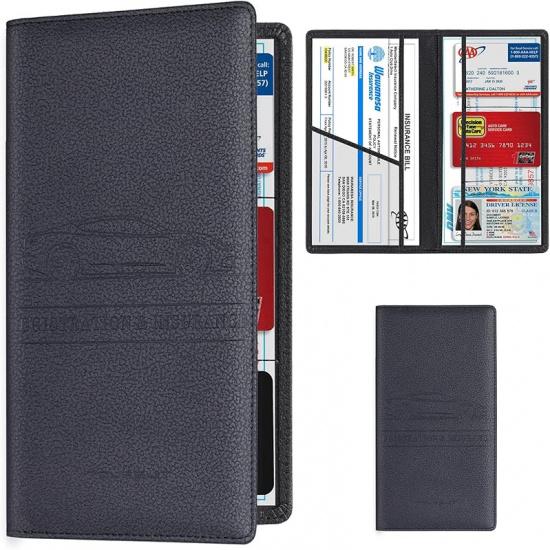 TOURSUIT Car Registration And Urance Card Holder, Vehicle License Document Glove Box Compartment Organizer, Essential Car Wallet Case For Driver Auto