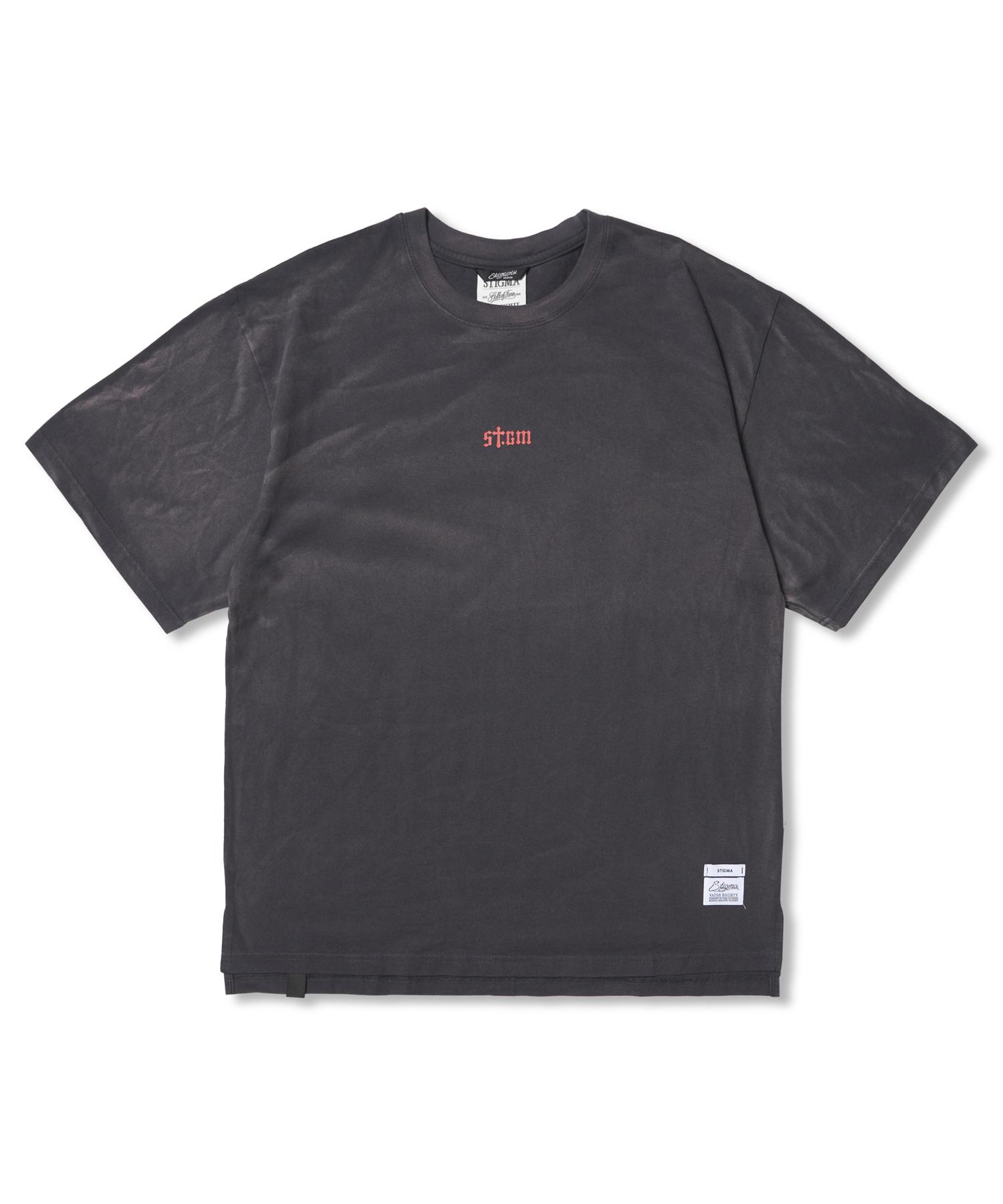 Stigma Stgm Logo Vintage-Like Washed Oversized Short Sleeves T-Shirts Charcoal Charcoal/M