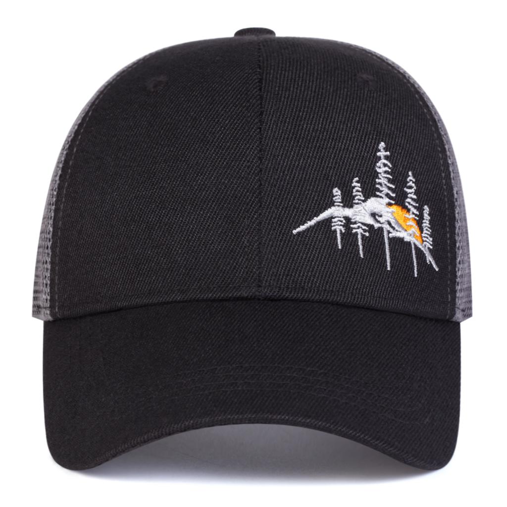 Unisex Mountain Tree Embroidery Baseball Net Caps Spring Summer Outdoor Adjustable Casual Hats Dad Hat Sunscreen Hat