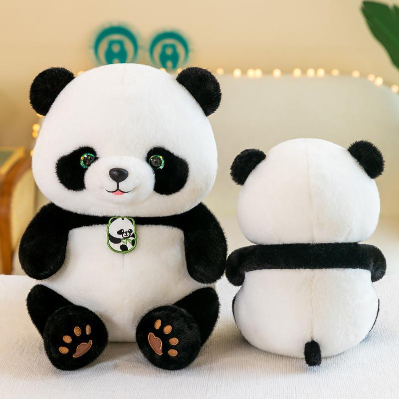 Adorable Panda Plush Toy Stuffed Animal Pillow 36cm 0.33kg Short Hair Cartoon Style