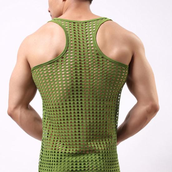Men Underwear Stretchy Mesh Male Japan Style Pure Color Undershirt for Bathroom