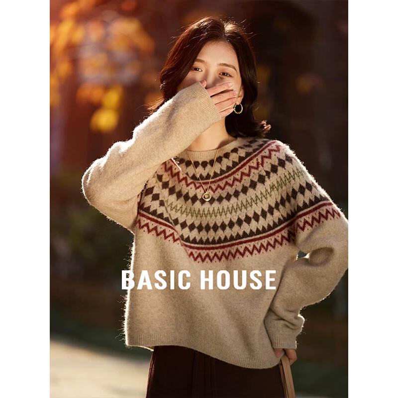 Basic House Women s Vintage Fair Isle Knit Sweater XL