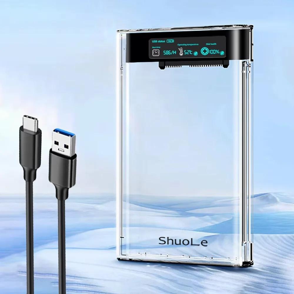 Pouzdro USB pro externí pevný disk 5 Gb/s 2,5palcový průhledný pevný disk Pouzdro na pevný disk Pouzdro na pevný disk SATA HDD SSD úložiště pro notebook