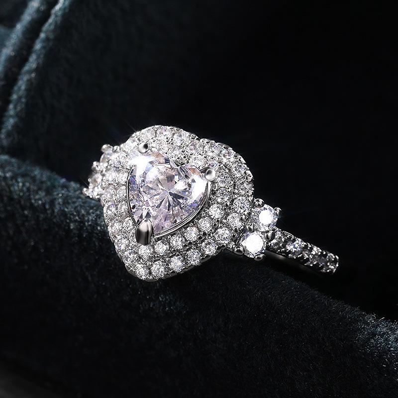 New Delicate Couple Anniversary Rings for Women Heart Ring Love Gift Dazzling CZ Stone Statement Accessories