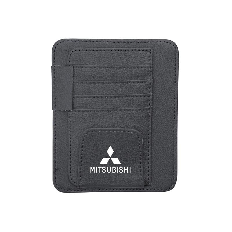 gjbf4 Car PU Leather Sun Visor Sunglasses Ticket Card Storage Bag Accessorie For Mitsubishi Lancer Galant Attrage Xpander Mirage ASX