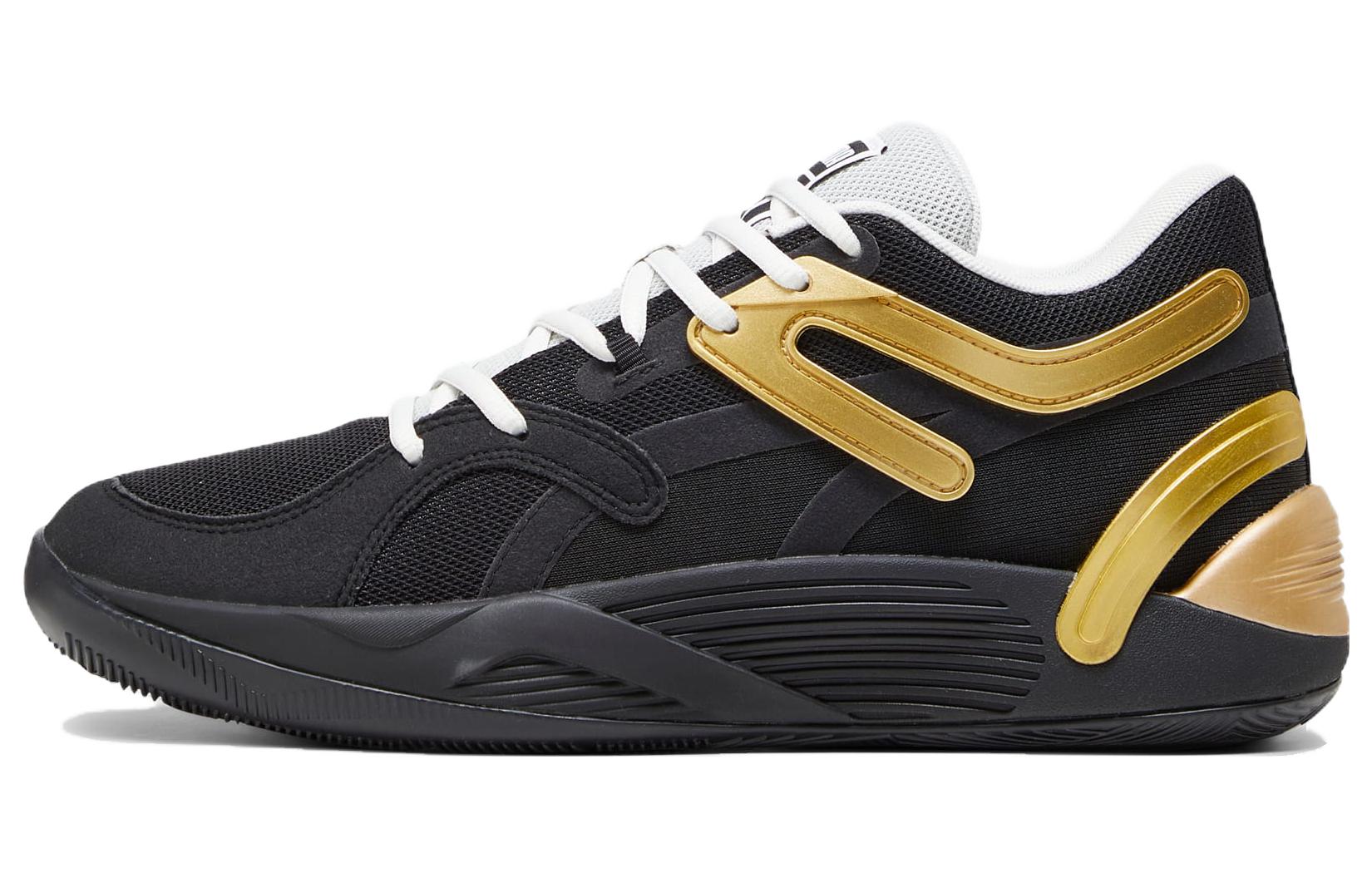 PUMA Trc Blaze Court Basketball Shoes  Black Gold  376582-32 43
