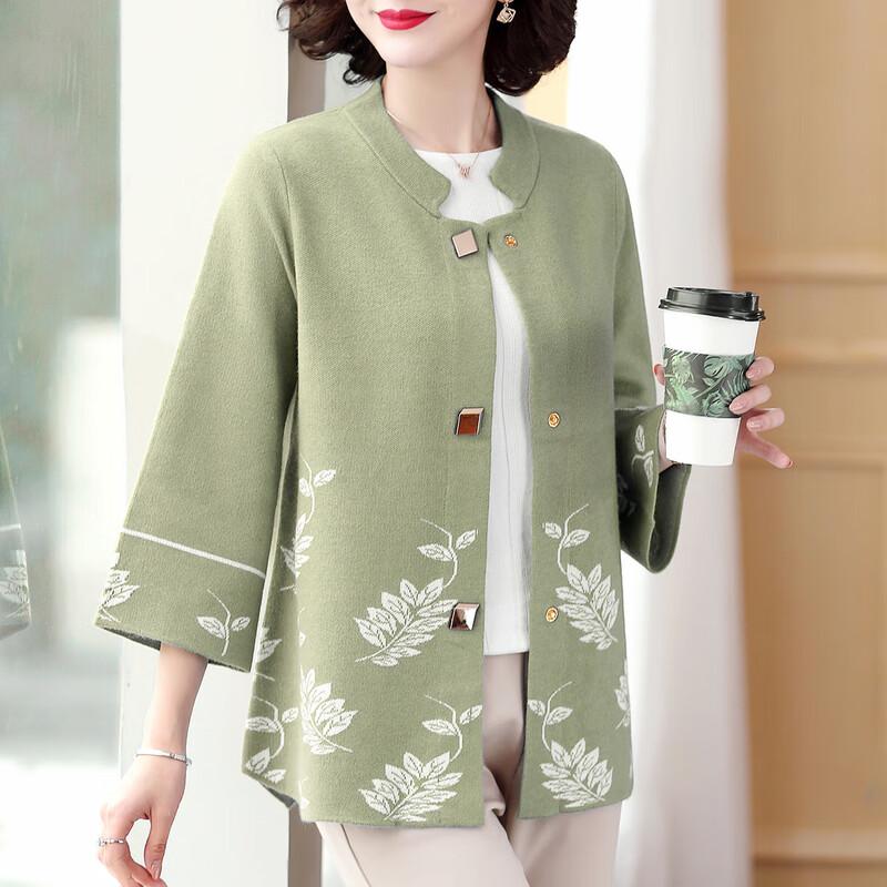 

Women s Spring Floral Seven-Sleeve Knit Cardigan 2XL