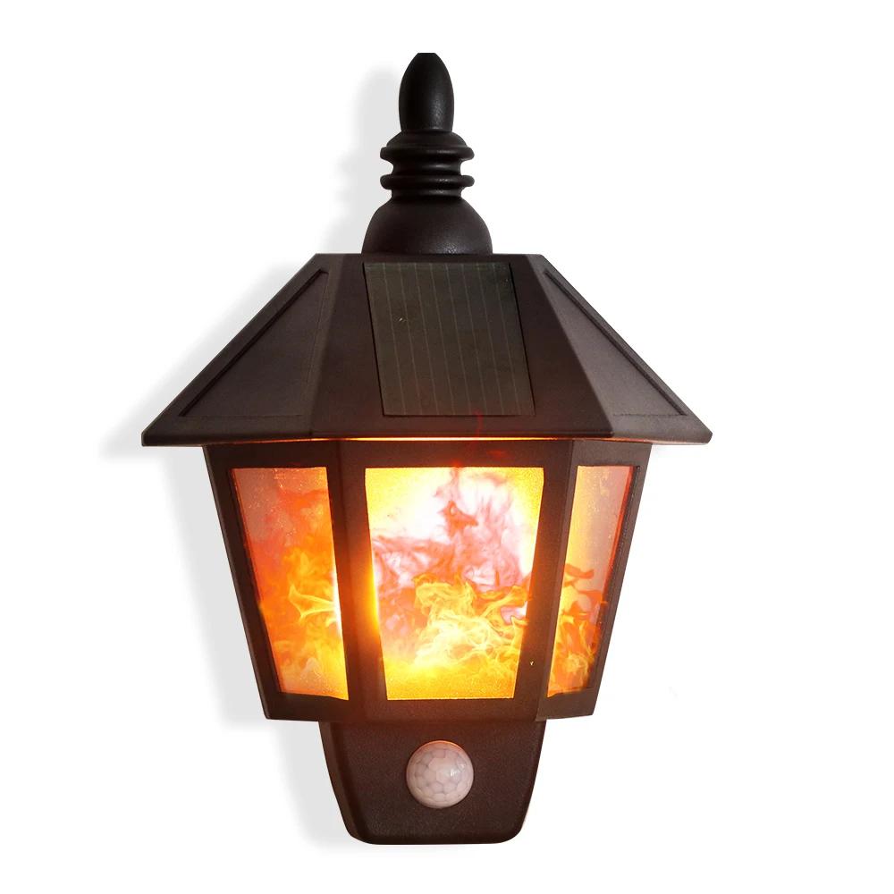Solar Lights Solar Flame Flickering Dancing Wall Lamp Outdoor Waterproof Led Solar Landscape Decoration Lighting Security Light