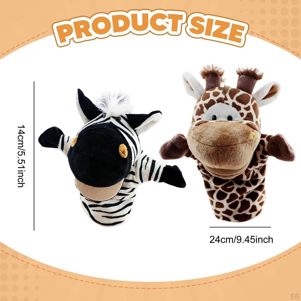 2 Pieces Animal Hand Puppet Plush Soft Toy Educational Stuffed Storytelling Puppets for Game
