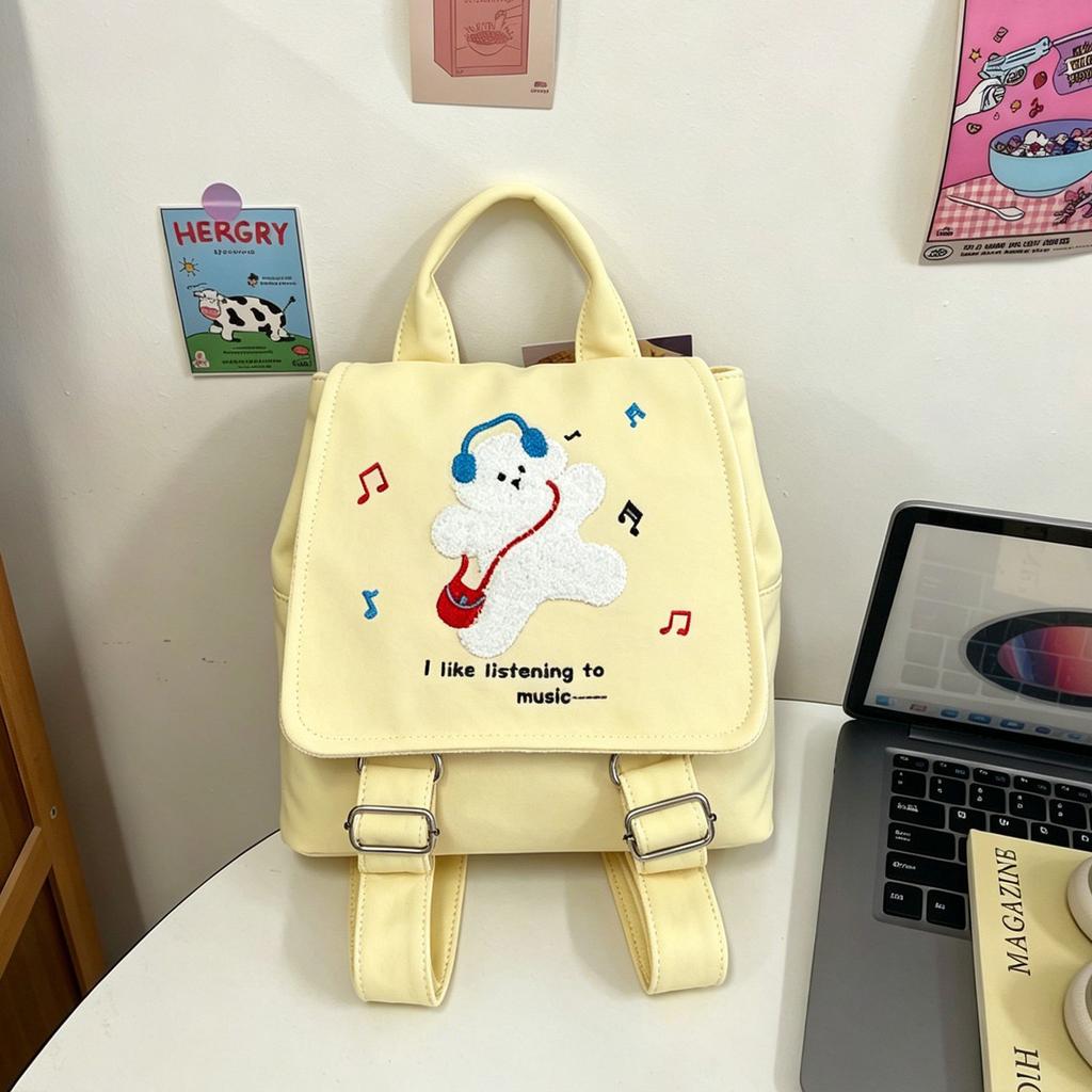 Schoolbag Japanese Embroidery Bear Cake Backpack Female Junior High School Student Mini School Bag Female Cute Girl Handheld Small Backpack