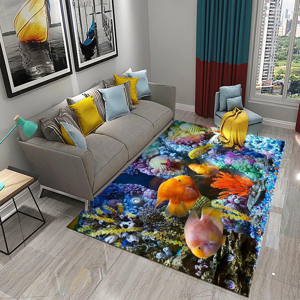 Goldfish Carpet Bath Mat for Bathroom Non-Slip Carpet Shower Enclosure Mats Foot Pedal Toilet Floor Pad Room Living Bedroom Rugs