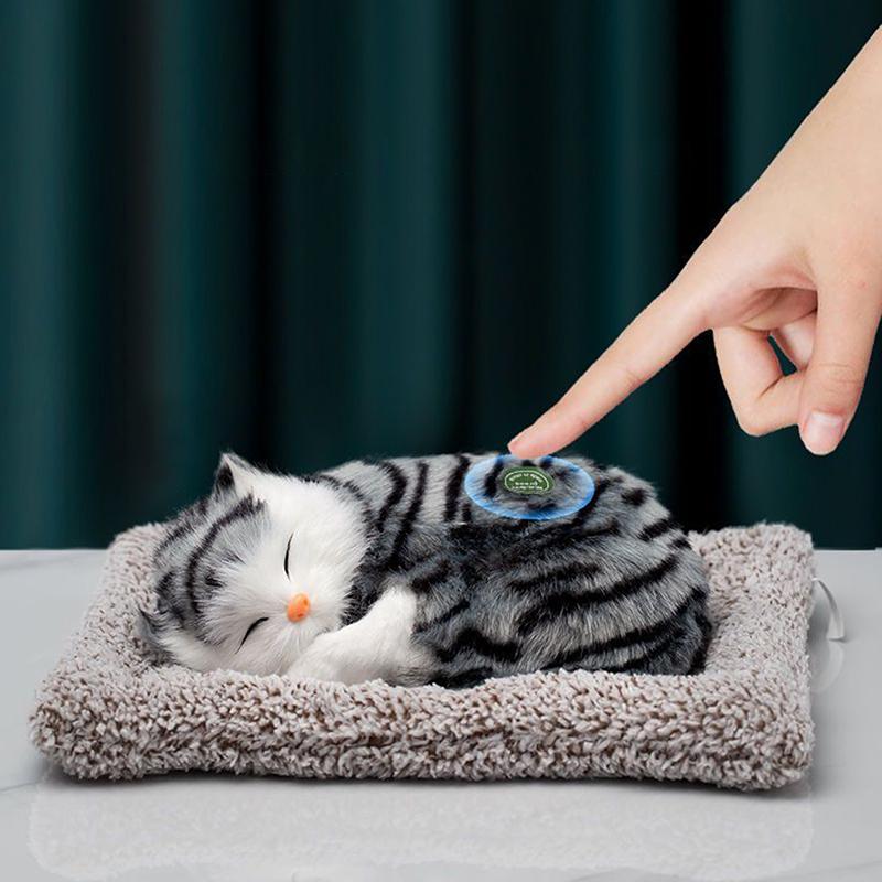 Kawaii Simulation Sleeping Cat Stuffed Animals Display Mold Portable Fake Cat Kittens Doll Ornaments Decoration Kids Plush Toys