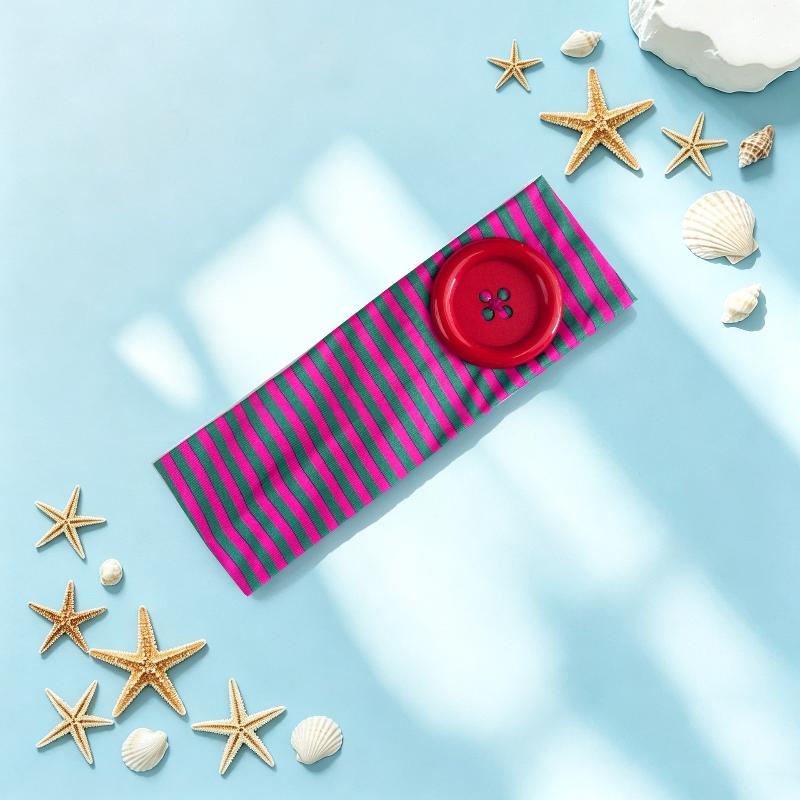 Summer Dopamine Large Button Stripe Headband Ins Style Spicy Girl Y2K Hairband Sports Fitness Hair Band Hair Accessories