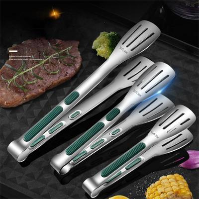 7/9/12 zoll 304 Edelstahl Lebensmittel Clip BBQ Grill Steak Lebensmittel Clip Silikon Rutschfeste Griff Brot Tong Party Küche Zubehör
