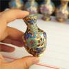 Vintage Cloisonne Vase Traditional Handmade Copper Wire Enamel Craft Golden Base Home Decor