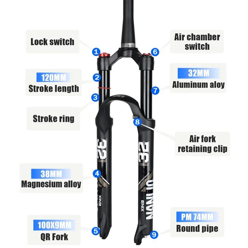Nanlio X5 PRO MTB Air Suspension Fork 120mm Travel 26 27.5 29 Inch Lightweight 1.8kg XC Mountain Bike Front Fork + Free Gift