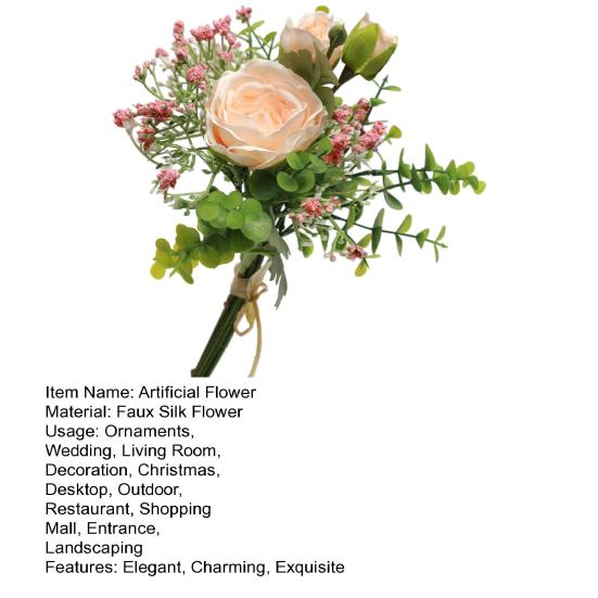 Gemischte Sträuße Künstlicher Blumenstrauß Kunstblumen Schleierkraut Rosenblüten mit Stielen Realistischer Schleierkrautstrauß für Hochzeitsmittelstück Brautparty