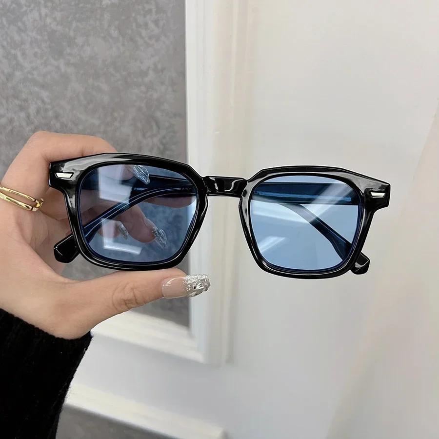 Fashion Plain Rectangle Sunglasses Men Women Brand Designer Classic Vintage Sun Glasses Male Travel Shades