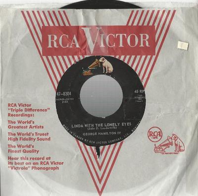 7inch Record GEORGE HAMILTON IV - Fair And Tender Ladies / Linda With 478304 RCA Victor 1964 Canada Folk Used
