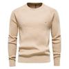 Men’s Euro Fit Solid Plaid Pullover Knit Long Sleeves Long Sleeves