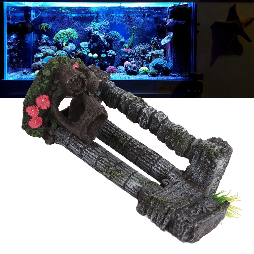 Aquarium Decoration Roman Columns Simulation Reusable Resin Fish   Landscape Ornament