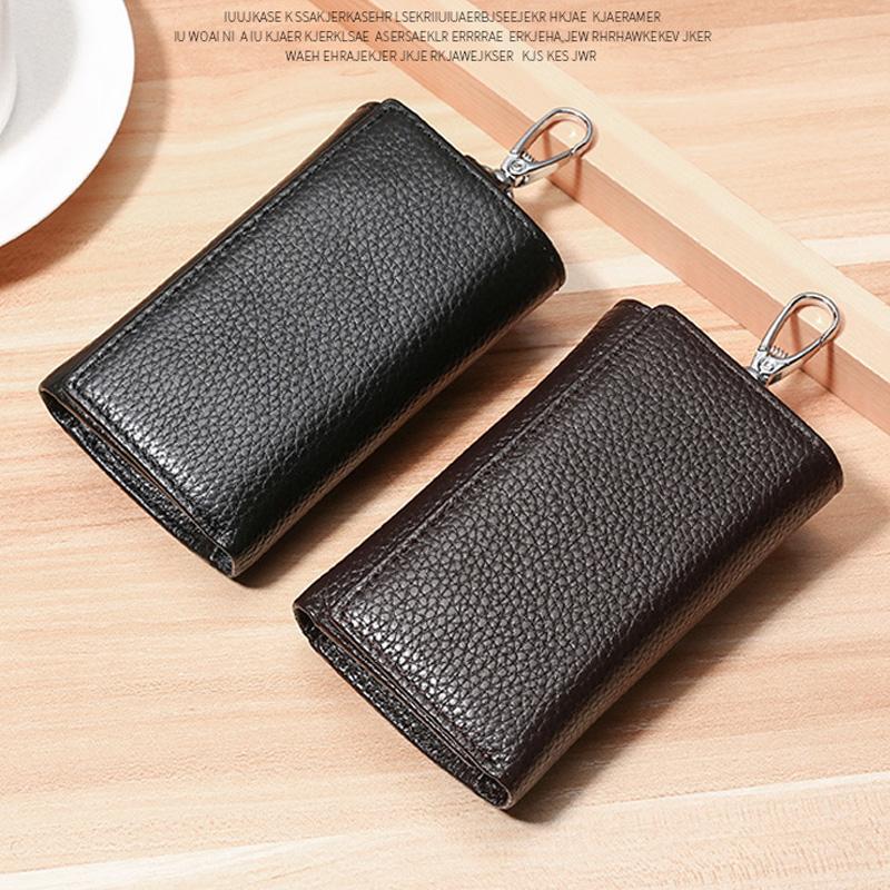 Porte-clés Portefeuille en Cuir Véritable Unisexe - Organisateur de Clés de Voiture/Maison avec Emplacements pour Cartes, Petit Sac Porte-clés (Cadeau prêt