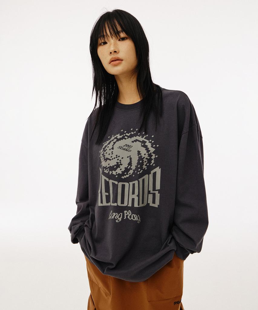 1993STUDIO Longplay Records Long Sleeve_Charcoal