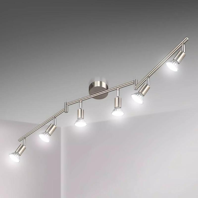 

6 Led Way Ceiling Spot Lights Gu10 Adjustable Spotlight Kitchen Nickel Matt
