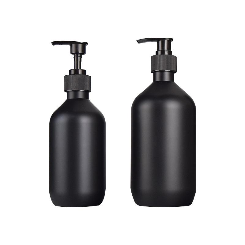Matte Black PET Plastic Lotion Bottle, 300ml/500ml, Pump Type, Empty Personal Care Packaging