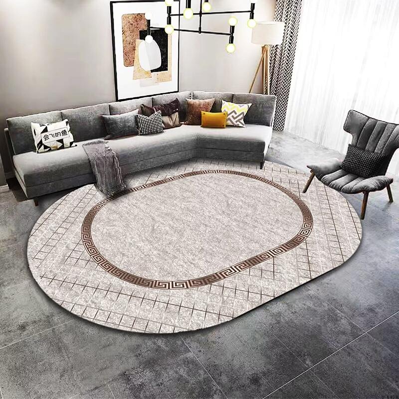 Luxury European Style Oval Carpet for Living Room Gorgeous Home Non-slip Rugs for Bedroom Large Size Machine Washable Floor Mats